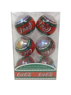 6 Coca-Cola Stained Glass Decorative Light Covers For Christmas Tree 1997 #GS-7